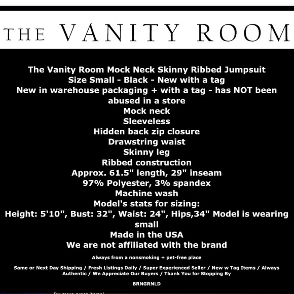 The Vanity Room Skinny Ribbed Jumpsuit Small Mock Neck Sleeveless Skinny Leg NWT - Picture 2 of 13